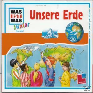 Albumcover mit Kindern, die auf eine Weltkarte zeigen, mit dem Titel 'Unsere Erde'.
