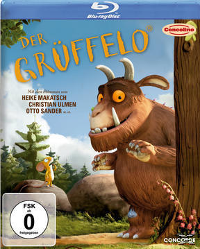 Blu-ray-Cover für 'Der Grüffelo'. Ein Monster mit einer Maus. Der Titel ist in Großbuchstaben.