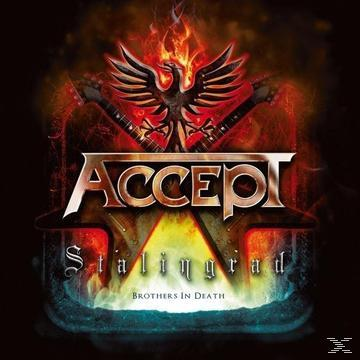 Albumcover mit ACCEPT-Logo, Gitarren, Adler, Flammen und dem Titel 'Stalingrad'.