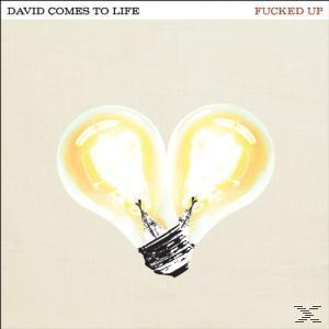 Albumcover mit zwei Glühbirnen in Herzform. Text: 'David Comes to Life', 'Fucked Up'.