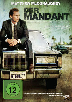 Filmposter für 'Der Mandant'. Matthew McConaughey sitzt auf einem Auto. Text auf Deutsch.