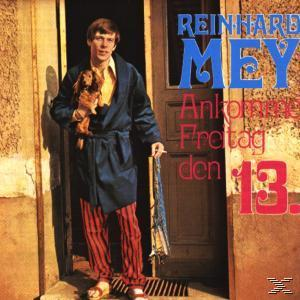 Albumcover von Reinhard Mey, mit Hund, neben einer Tür, mit Text.