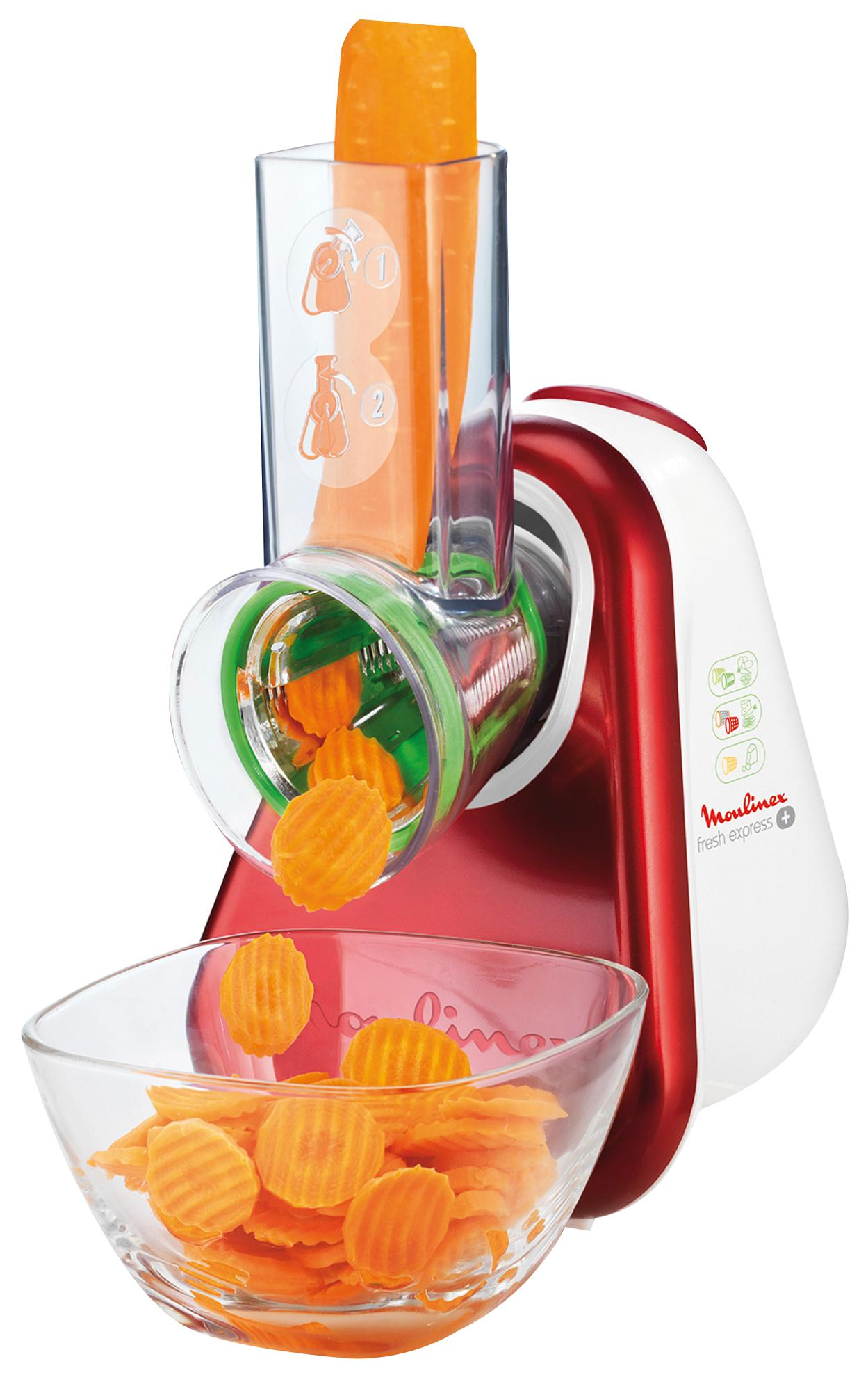 Rallador - Moulinex DJ755 FRESH EXPRESS PLUS Potencia 150W, Múltiples accesorios, Tamaño compacto