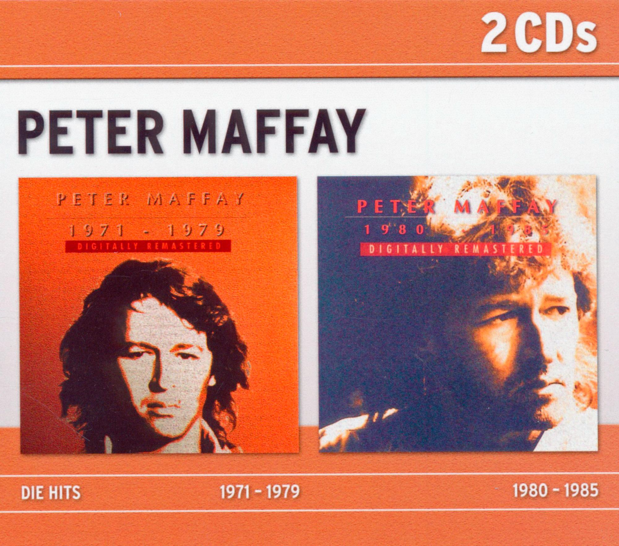 Albumcover: Peter Maffay Album. Zwei CDs in orange. Die Fotos des Künstlers sind sichtbar.