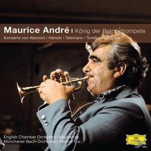 Albumcover mit einem Mann, der Trompete spielt, mit Text 'Maurice André' und Noten.