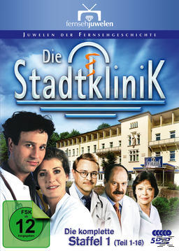 DVD-Cover. Eine Gruppe Ärzte und Krankenschwestern vor einem Gebäude. Titel: Die Stadtklinik.