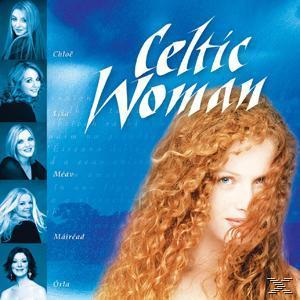 Celtic Woman-Albumcover. Fünf Frauen und Titel. Eine Frau mit rotem Haar. Blauer Hintergrund.