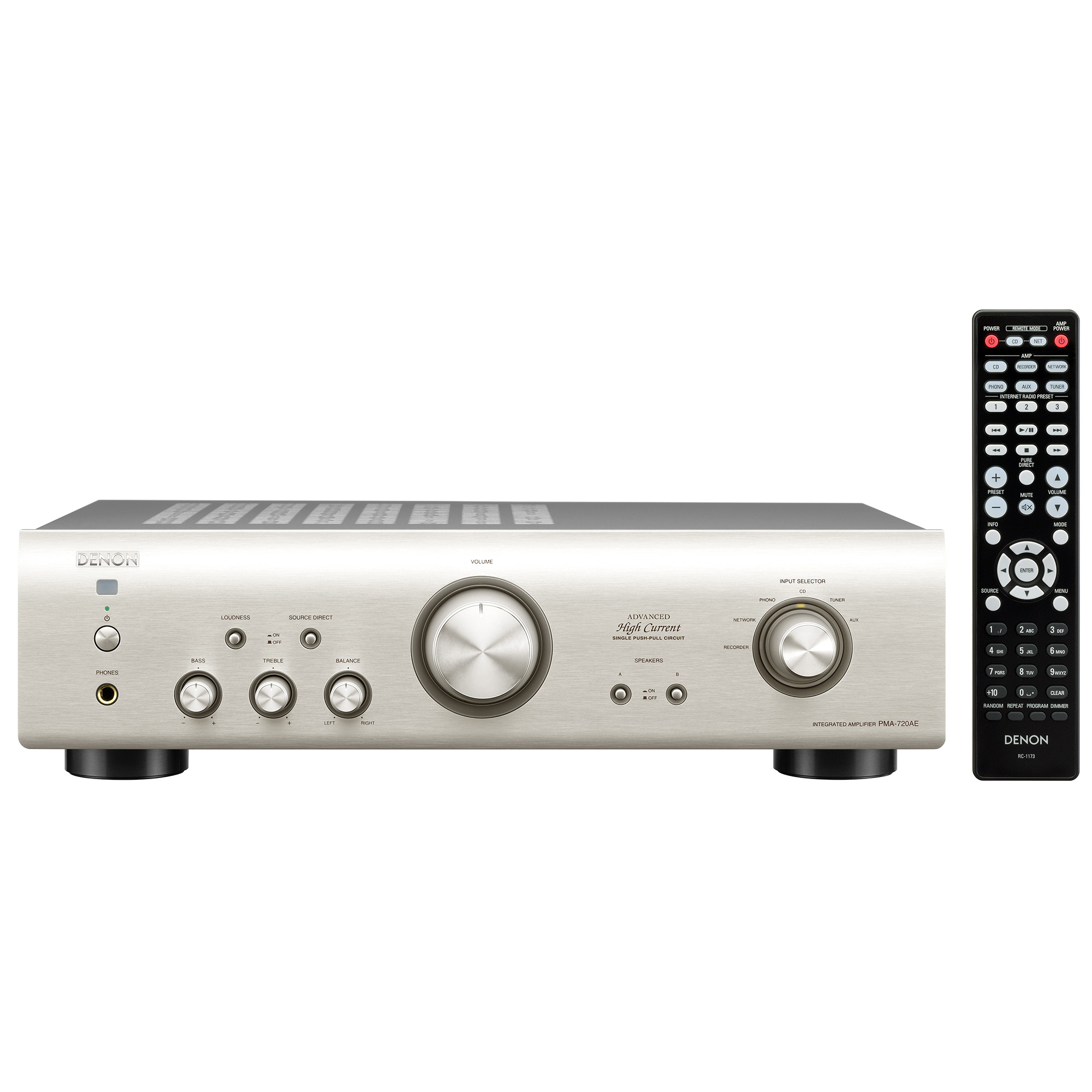 DENON PMA-720AE Vollverstärker (2Kanäle, 85 Wattpro Kanal, Silber)