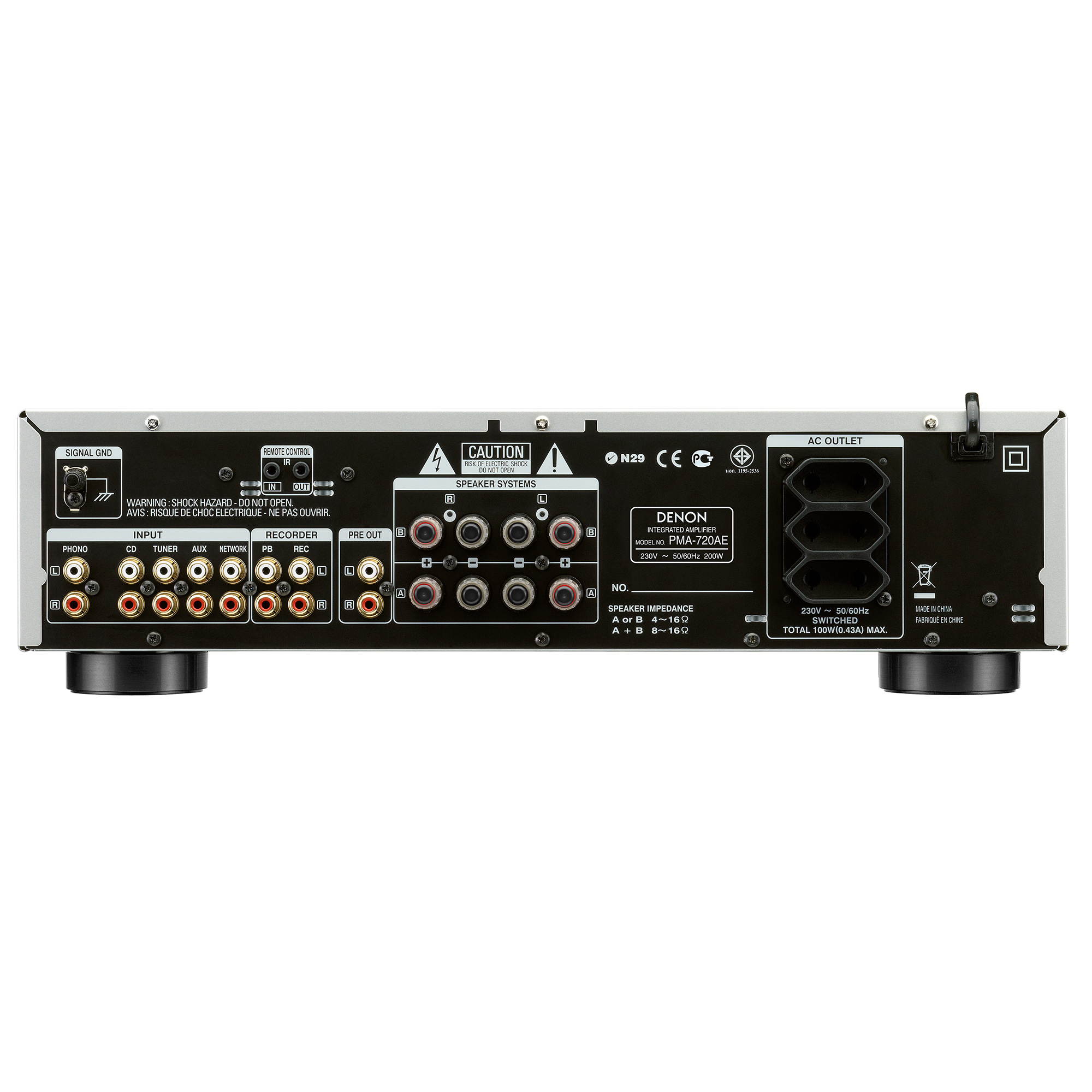 DENON PMA-720AE Vollverstärker (2Kanäle, 85 Wattpro Kanal, Silber)