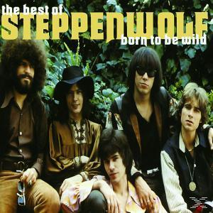 Albumcover von Steppenwolf mit Bandmitgliedern vor grünem Hintergrund.
