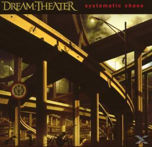 Albumcover mit erhöhten Straßen und Stadt. Titel: Dream Theater, Systematic Chaos. Dunkel und industriell.