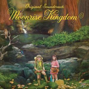 Moonrise Kingdom Soundtrack-Cover, mit zwei Kindern im Wald, mit Waldboden.