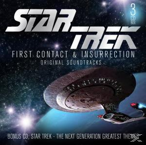 Star Trek CD-Cover. Ein Raumschiff im Weltraum. Text und Logos oben und unten.