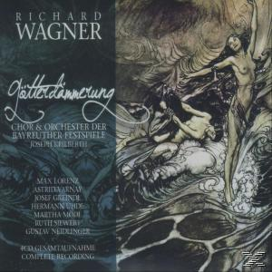 Albumcover mit Illustration. Eine Dame im Meer und einige Charaktere. Das Album ist von Richard Wagner.