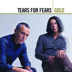Albumcover mit zwei Männern, Tears For Fears 'Gold' Titel.
