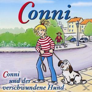 Conni und der verschwundene Hund Buchcover: Mädchen, das einen Hund an der Leine auf einer Straße spazieren führt.