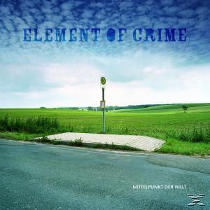 Albumcover: Eine Straße und eine Bushaltestelle mit einem grünen Feld und blauem Himmel. Titel: Element of Crime.