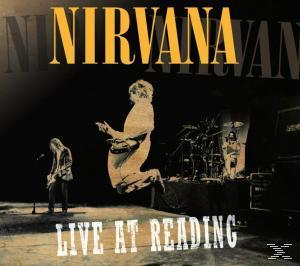 Nirvana album borító, sárga cím fekete háttérrel, élő előadás képe.
