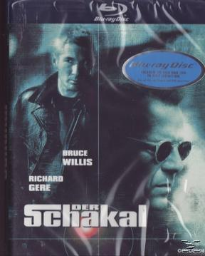 Blu-ray-Disc-Cover. Zwei Männer, einer in Lederjacke, der andere mit Sonnenbrille. Text: 'Der Schakal'.