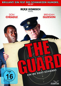 DVD-Cover: Zwei Männer vor einer Zielscheibe. Der Titel lautet 'The Guard'.