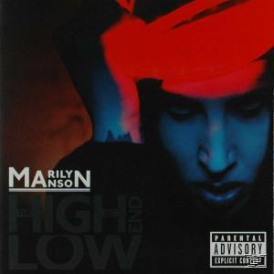 Albumcover mit dem Gesicht eines Mannes und dem Text 'Marilyn Manson'. Der Hintergrund ist rot und blau.