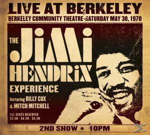 Konzertplakat. Text: The Jimi Hendrix Experience. Bild von Jimi Hendrix, live in Berkeley.