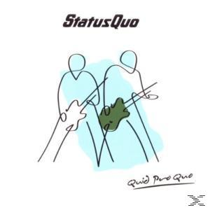 Status Quo-Albumcover, zwei Strichmännchen spielen Gitarre, grüne Form auf einer.