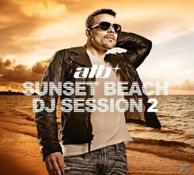 Albumcover: Ein Mann mit Sonnenbrille und Lederjacke am Strand, mit Text: Sunset Beach DJ Session 2.