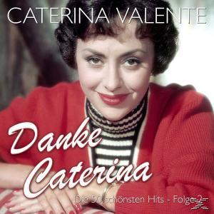 Albumcover: Caterina Valente lächelt, roter Pullover, Text 'Danke Caterina'.