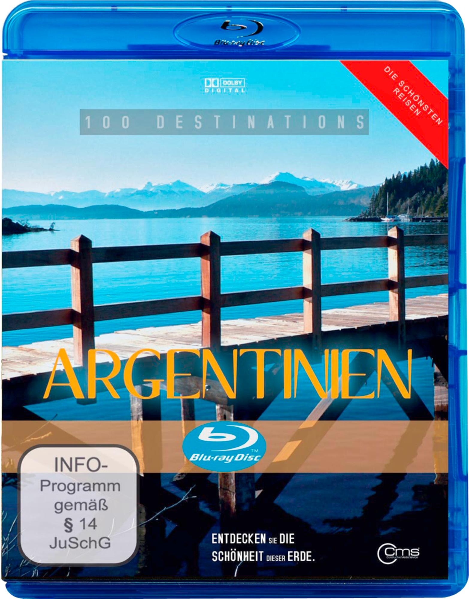 DVD-Cover von '100 Destinations' mit See und Bergen.