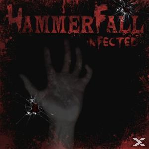 Hammerfall album borító: Egy kéz nyúlik ki a sötétből, körülötte összetört üveggel.