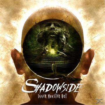 Albumcover mit einem Gesicht in einem Kopf. Text: Shadowside, Inner Monster Out.