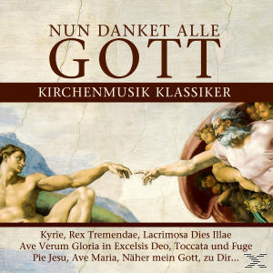Albumcover: 'Nun Danket Alle Gott' mit einem Gemälde der Erschaffung Adams von Michelangelo.