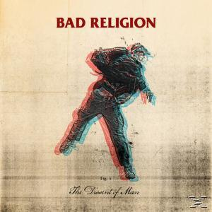 Albumcover von Bad Religion, ein Mann in einer Jacke geht. Rot-blaues Farbschema. Text: The Descent of Man.