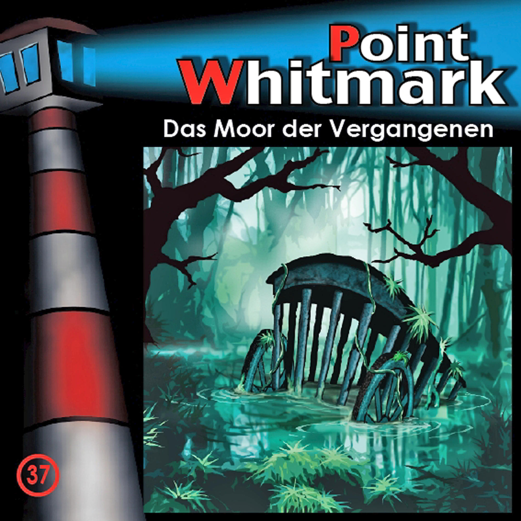 Cover-Art für 'Point Whitmark'. Zeigt einen Leuchtturm, eine Sumpfszene und Text.