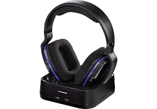 THOMSON WHP3311BK - Funkkopfhörer mit Ladestation (Over-ear, Schwarz/Blau)