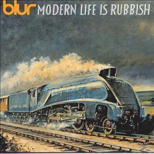Albumcover von Blurs 'Modern Life Is Rubbish' mit einer Dampflok.