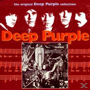 Deep Purple Albumcover mit Gesichtern der Bandmitglieder und detailliertem, illustriertem Hintergrund.