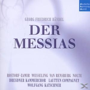 Albumcover: 'Der Messias' in großem Text, von Georg Friedrich Händel. Weicher violetter Hintergrund.