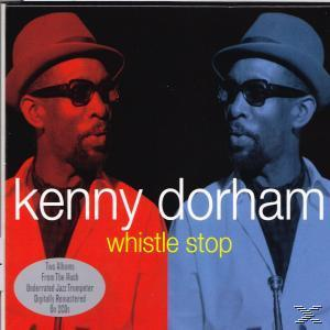Album borító két képpel egy férfiról és a következő felirattal: 'kenny dorham whistle stop'.