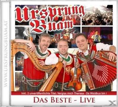 Albumcover mit drei Männern in traditioneller österreichischer Kleidung. Live-Performance.