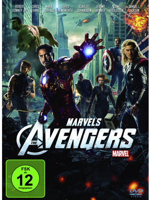 Filmplakat: Avengers versammeln sich, Actionszene. Viele Superhelden. Text: Marvel's The Avengers.