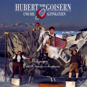 Albumcover: Hubert von Goisern, Band vor einem Berg. Text auf Deutsch.