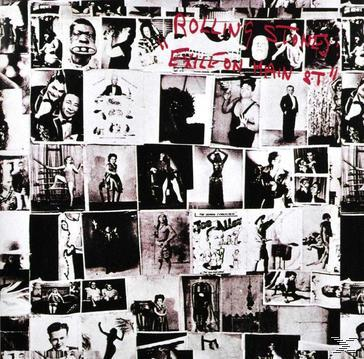 Rolling Stones Albumcover. Collage von Fotos, meist schwarz-weiß. 'Exile on Main St.' Titel.