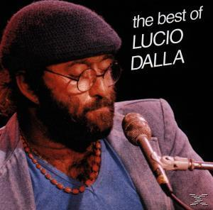 Albumcover für 'The Best of Lucio Dalla'. Ein Mann mit Brille und Mikrofon ist im Bild.