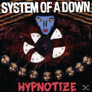 Albumcover: Gesicht mit Uhr in der Mitte, 'SYSTEM OF A DOWN', 'HYPNOTIZE'.
