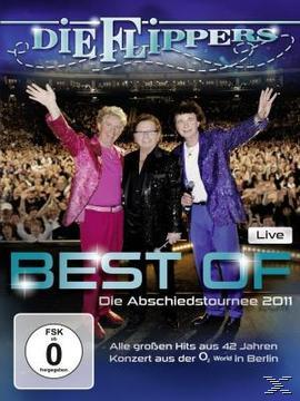 Best of Die Flippers DVD-Cover mit drei Männern auf der Bühne.