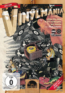 DVD-Cover mit Vintage-Thema, mit Plattenspieler, Schallplatten und einer Hand, die eine Platte berührt.