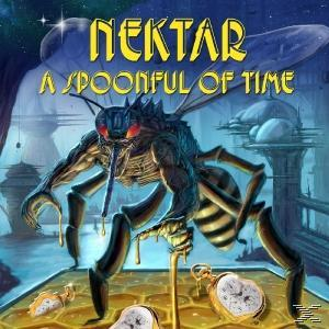 Albumcover von 'Nektar A Spoonful of Time', ein riesiges insektenartiges Wesen mit Zeitmessern in einer Sci-Fi-Umgebung.