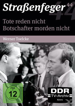 Schwarz-Weiß-Filmcover. Männer in Anzügen, einer mit einer Waffe. Deutscher Text.